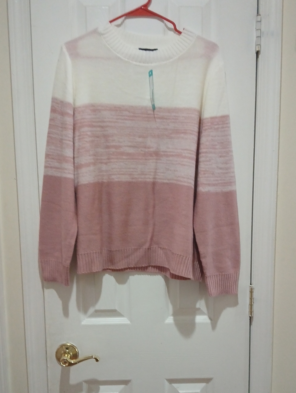 Fate Cream and Dusty Pink Striped Crewneck Sweater
